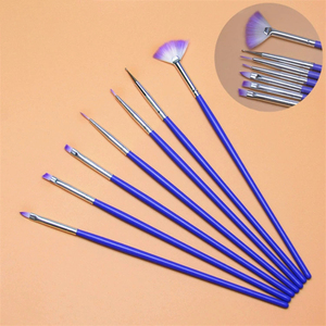 Lot de 7 pinceaux en nylon pour nail art, avec virole sertie, pour éventail, liner plat et sculpture, pour la décoration des ongles en gel - Product Image 1