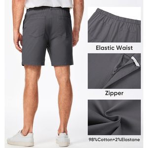 FOXA Mens Casual Cotton Twill Cargo Shorts <b>Mid</b> Waist Breathable Pockets Men's Shorts - Product Image 3