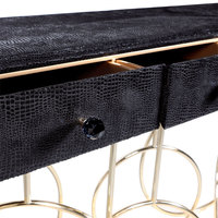 Table console extensible en acier inoxydable sur mesure, moderne et luxueuse, avec miroir pour salon et villa