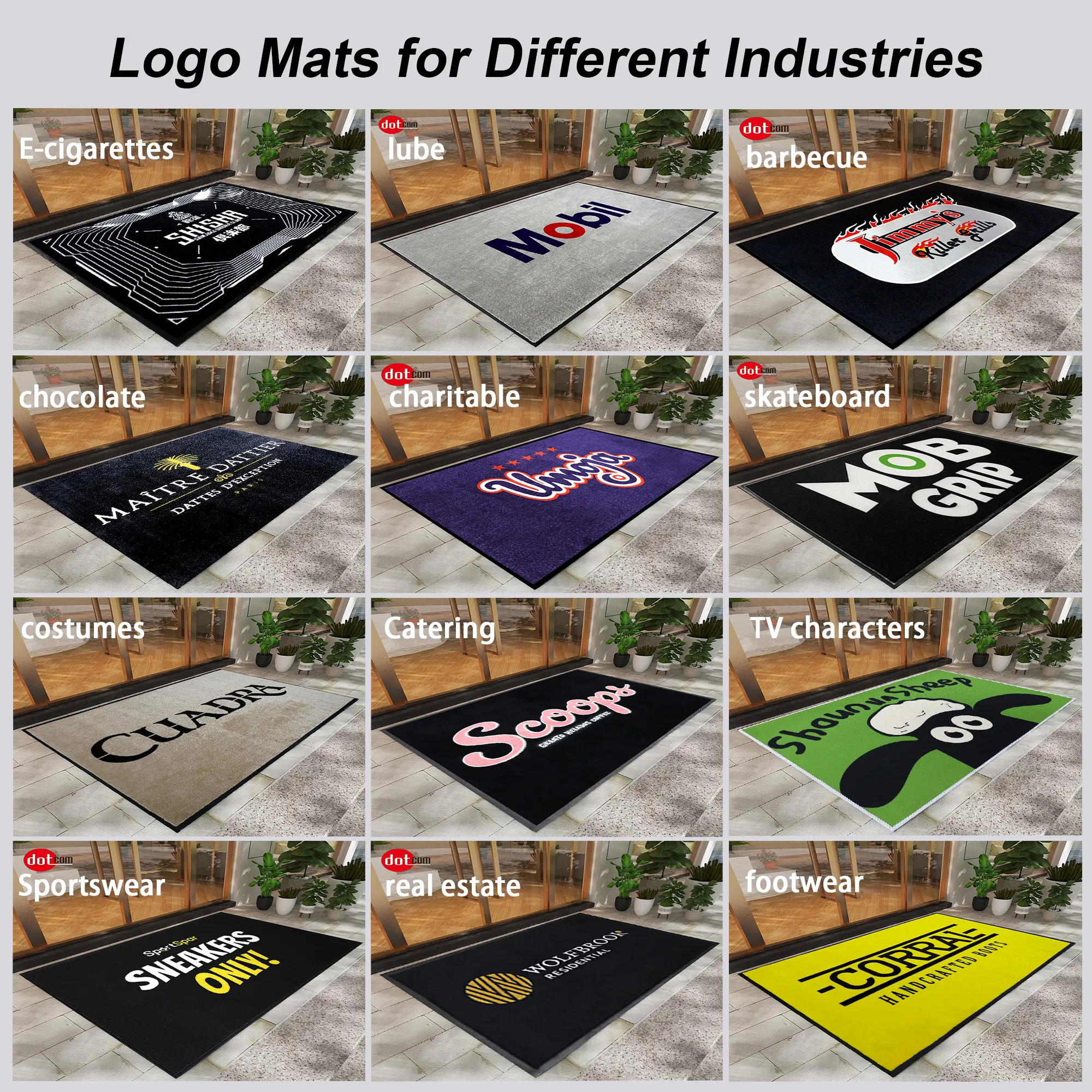 Custom Print Logo Design Floor capacho Loop pilha Porta Mat Com Marca tapete 3d personalizado esteira comercial com Logo mat