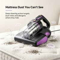 Aspirateur à matelas portable 450W avec moteur sans balais, lampe UV, forte aspiration, anti-acariens, pour lit, canapé, oreiller