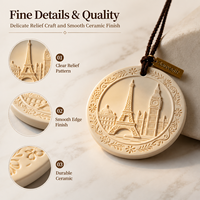 Diffuseur d'arômes en céramique pour voiture, en aluminium gaufré, avec tablette d'aromathérapie, style souvenir européen