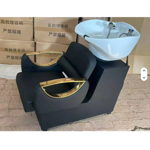 Fauteuil de lavage de cheveux moderne, durable et facile à nettoyer, avec bac en céramique, revêtement en cuir PU, structure en aluminium, unité de lavage pour salon - Product Image 6