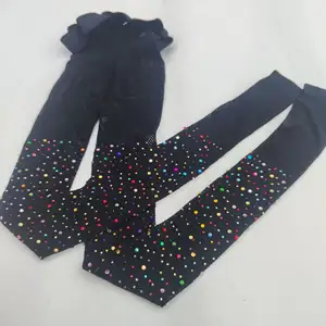 Bebê meia-calça crianças brilhante arco-íris strass meninas collants moda crianças malha strass arrastão collants