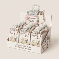 Autocollants personnalisés Kawaii pour scrapbooking, papier à écrire, thème soda et chat, pack d'autocollants d'été