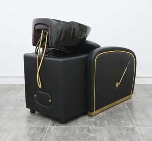 Nuevo Mueble de Salón de Belleza Negro, Silla de Peluquería Negra y Dorada con Lavabo - Product Image 5