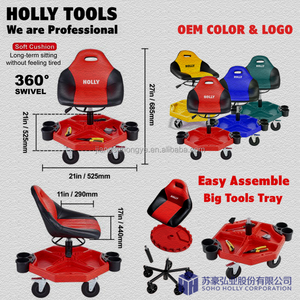 Silla de garaje rodante de fábrica, asiento mecánico móvil, altura ajustable, almohadilla acogedora, Banco de <span class=keywords><strong>taller</strong></span>, soporte giratorio para bandeja de herramientas, <span class=keywords><strong>taburete</strong></span> de tienda - Product Image 3