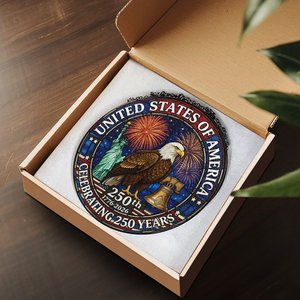Pendentif attrape-soleil en vitrail, ornement commémoratif du 250e anniversaire des États-Unis - Product Image 3