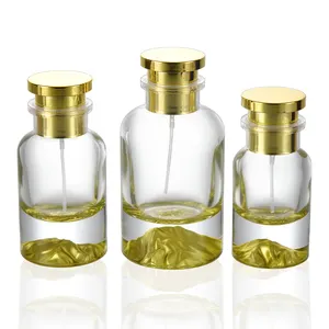 Unique Gold Gradient Thick Bottom Mountain Peaks Empty Cylinder Spray Perfume Fragrance Perfume Bottles With Paper Tube