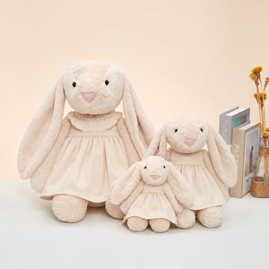 Logo personalizzato all'ingrosso coniglietto di pasqua <span class=keywords><strong>animali</strong></span> di peluche simpatico cartone animato a orecchio lungo giocattoli di cotone camicie di cotone perfetto regalo alla rinfusa - Product Image 1