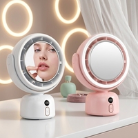 Ventilateur de bureau oscillant portable, silencieux, avec lumière de maquillage LED rechargeable par USB, 5 niveaux de luminosité réglables, personnalisable en usine