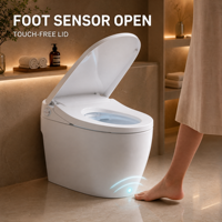 WC intelligent avec siège chauffant, lavage féminin, désodorisation automatique, design moderne en céramique, séchage à l'air chaud, fixation au sol, siphon