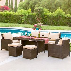 Muebles de mimbre para jardín modelo sofá de exterior para todo tipo de clima con diseño moderno precio barato - Product Image 4