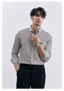 T-Shirt sottile in <span class=keywords><strong>raso</strong></span> a righe prezzo competitivo per <span class=keywords><strong>uomo</strong></span> taglie forti abbigliamento <span class=keywords><strong>uomo</strong></span> manica lunga Casual elegante autunno <span class=keywords><strong>camicia</strong></span> <span class=keywords><strong>nera</strong></span> - Product Image 5