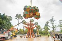 Équipement de jeu extérieur professionnel personnalisé pour aire de jeux, toboggan en acier inoxydable, arbre d'escalade, forêt, parc naturel 5x5x8m