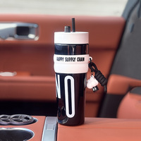 Gobelets étudiants en plastique grande capacité résistants à la chaleur avec pailles – Bouteilles de voyage portables pour le sport, répondant aux standards esthétiques élevés