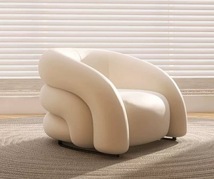 Sillón Individual Estilo Crema para Sala de Estar, Silla de Reuniones, Silla de Negociación Informal de Lujo Ligero, Sofá de Tela - Product Image 4