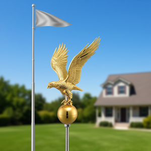 Ornement de sommet drapeau en forme d'aigle doré de 14 pouces pour mât de drapeau télescopique de 20, 25, 30 pieds pour affichage extérieur en jardin - Product Image 2