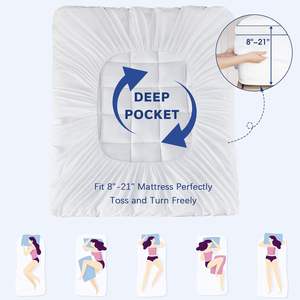 Soğutmalı yatak pedi çıkarılabilir kapak ekstra kalın 8-21 inç elastik derin cepler koruyucu yatak Topper - Product Image 5