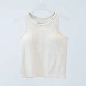 <span class=keywords><strong>Chaleco</strong></span> corto atlético de nailon de verano para <span class=keywords><strong>mujer</strong></span>, costillas de punto elásticas, almohadilla cómoda para el pecho, <span class=keywords><strong>plumas</strong></span> de gasa, borla - Product Image 4