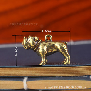 Collana Dingtong in ottone con ciondolo a forma di bulldog francese (cane dello zodiaco) per uomo e donna, piccolo accessorio portatile, portachiavi per <span class=keywords><strong>auto</strong></span> - Product Image 3