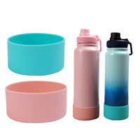 Protection de base de bouteille d'eau en silicone réutilisable et écologique, diamètre 7 cm, hauteur 3,5 cm, isolante thermiquement et antichoc, OEM