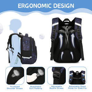 Mochila Escolar Personalizada de 16 Pulgadas para Niños y Niñas de 6 a 12 Años - Juego de 3 Piezas con Estampado Espacial, Lonchera y Estuche para Lápices - Product Image 5