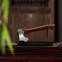 Hache de camping multifonctionnelle en bois de rose pour l'extérieur, manche en bois massif, taille moyenne, pour la coupe du bois, le défrichement forestier et la menuiserie (cadeau)
