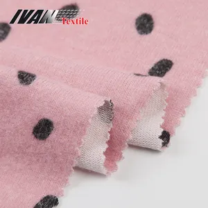 New Arrival Pink Dots TR Spandex Knitted Peach Skin Hacci Brushed Print Fabric