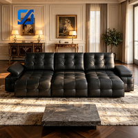 Modernes Echtleder-Elektrosofa Verwandelbares Ausziehbares Weiches Ferngesteuertes Relaxsofa Multifunktionales Wohnzimmer-Sofa