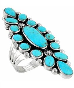 Designer 925 Solid Sterling <b>Silver</b> Arizona Turquoise <b>Ring</b> Cute <b>Statement</b> Jewelry for Wedding Party Anniversary - Product Image 1