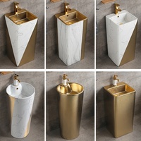 Ensemble WC monobloc moderne en céramique avec lavabo sur colonne pour appartement