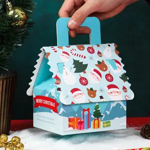 Custom Christmas Eve Creative House Shape Paper Box Candy Gift Packaging Boxes