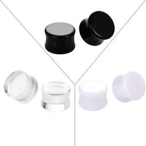 Bouchon d'oreille acrylique noir et blanc bouchon de selle jauge Tunnels bijoux de corps extenseur de boucle d'oreille