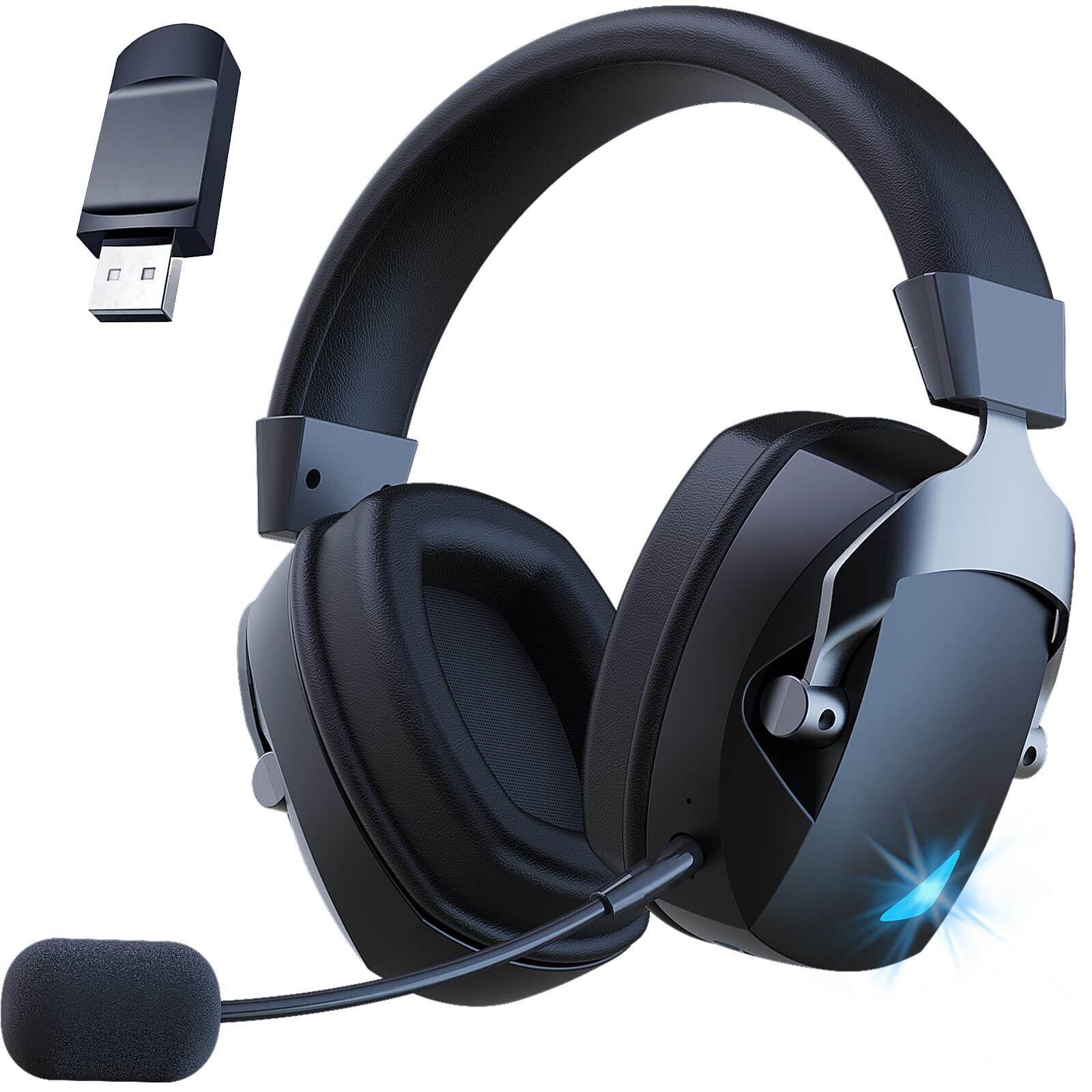 ワイヤレスゲーミングヘッドセット 2.4GHz BT USB ゲーミング
