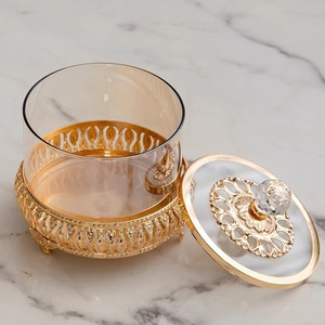 Three Piece Set of American Candy Jar Creative Living Room Coffee Table Light Luxury Carved Dried Fruit Candy Jar - Product Image 4