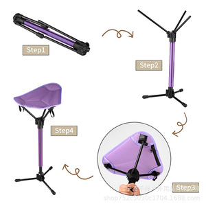 Portable Outdoor Telescopic Folding <b>Stool</b> Aluminum Alloy 61-80.5cm <b>Height</b> <b>Adjustable</b> For Camping Fishing Queuing - Product Image 2