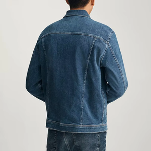 Veste en jean OEM style vintage délavé avec fermeture éclair, logo frontal, poches à rabat boutonnées sur la poitrine, personnalisable - Product Image 3
