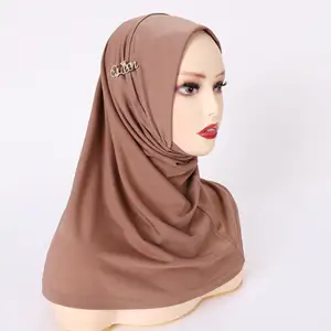 Crystal Hemp Convenient Foulard Hijab DIY Detachable Diamond Alloy Jewelry Turban Style Hijab Middle East Africa Instant Hijab