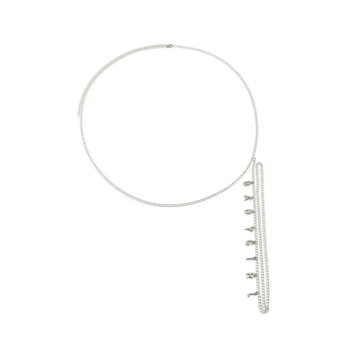 Retro sexy single-layer geometric tassel letter waist chain temperament metal chain integrated thigh chain