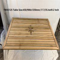 Table pliante en teck pour bateau, plateau rectangulaire avec incrustation étoile, 450/900x800, 450/900x1000, 450/900x1250mm, pour yacht marin et camping-car