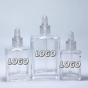 Botellas de Vidrio Cuadradas y Rectangulares de Lujo de 15ml, 30ml, 50ml y 100ml con Gotero y Cuello Transparente para Suero y Aceite Esencial - Product Image 1