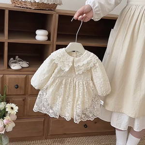 Nuovo Abbigliamento Primaverile per Neonati 2026, Tutina in Stile Occidentale con Pizzo, Vestito da Principessa per Feste di Un Mese e Cento Giorni, Tuta in Cotone - Product Image 1