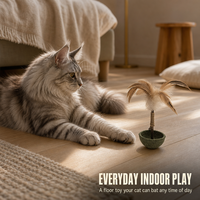 Jouet interactif pour chat en bois et plastique avec herbe à chat naturelle, plume et clochette – Jouet de puzzle pour chats d'intérieur – OEM/ODM disponible
