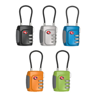 Cadenas à combinaison TSA à 3 chiffres avec câble de verrouillage, cadenas de voyage TSA pour valise à fermeture éclair