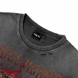 Vintage Distress Acid Wash Men's Breathable 100% Cotton T-Shirts Oversized Custom <b>Punk</b> Print Casual Short Sleeve Streetwear Tees - Product Image 3