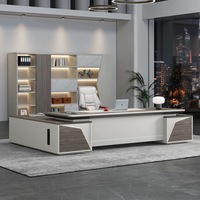 Bureau de direction moderne en bois avec tiroirs extensibles, finition anti-eau et anti-rayures pour bureau à domicile