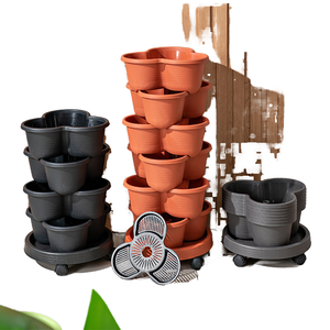 Maceta Apilable Vertical de Plástico <span class=keywords><strong>BC</strong></span> Modern Farmhouse, Maceta Decorativa de Múltiples Niveles para Flores, Torre de Jardín - Product Image 1