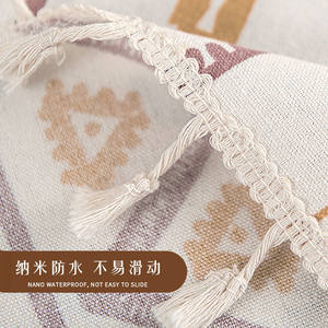 SKMoonlit <b>Tablecloth</b> Cotton <b>Linen</b> Rectangular Printed Geometric Pattern Home Dining Room Table Cover With Tassels - Product Image 3