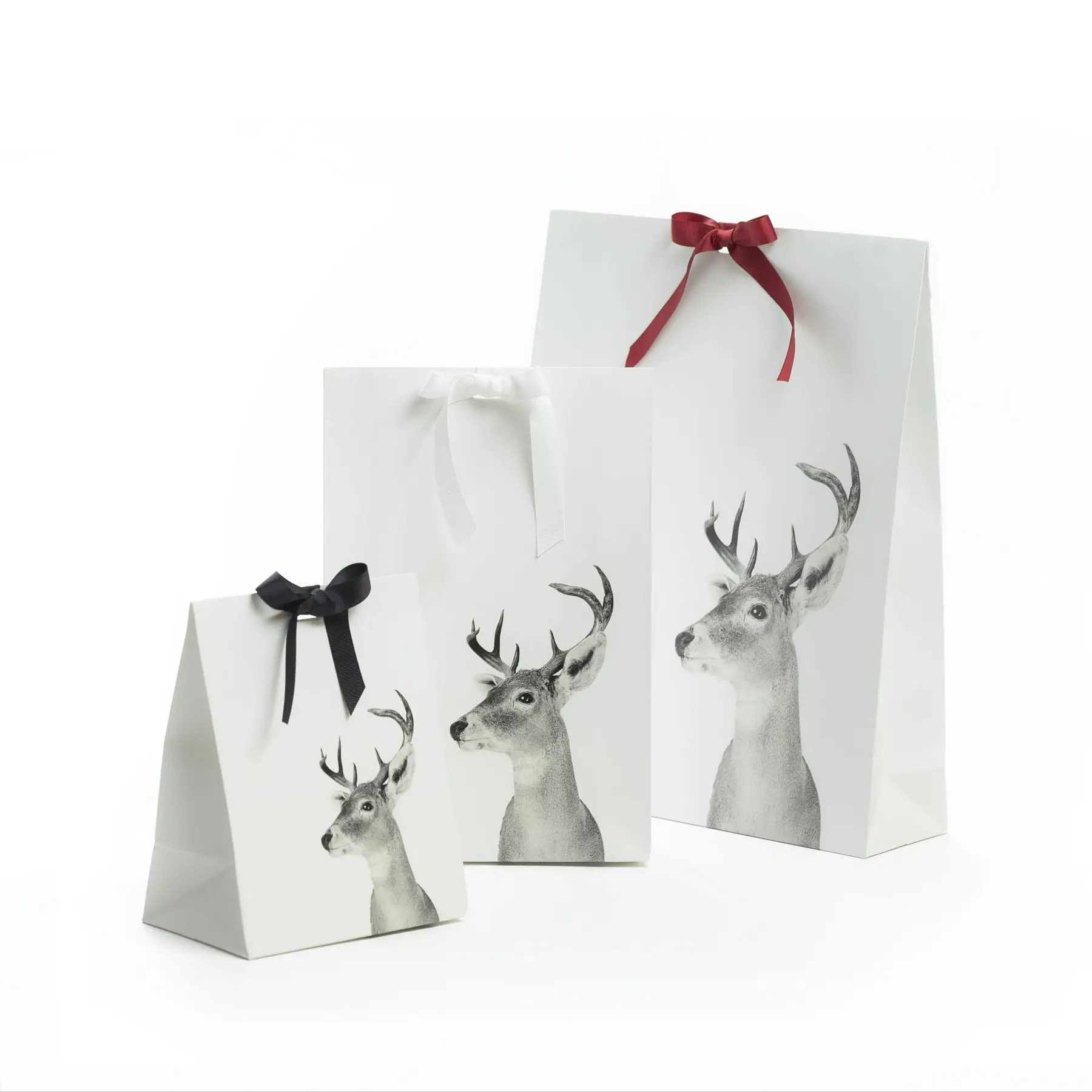 Personalized craft brown kraft paper shopping packaging bag gift bag with ribbon closure